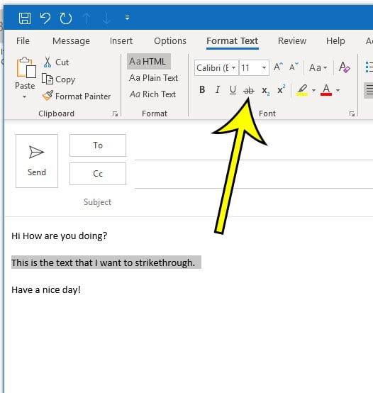 How to Strike Through Text in Microsoft Outlook - 96