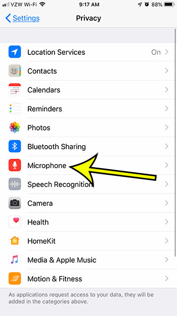 open iphone microphone permissions