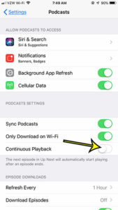 how continuous playback podcasts iphone 3 How to Stop Automatically Playing Podcasts on an iPhone