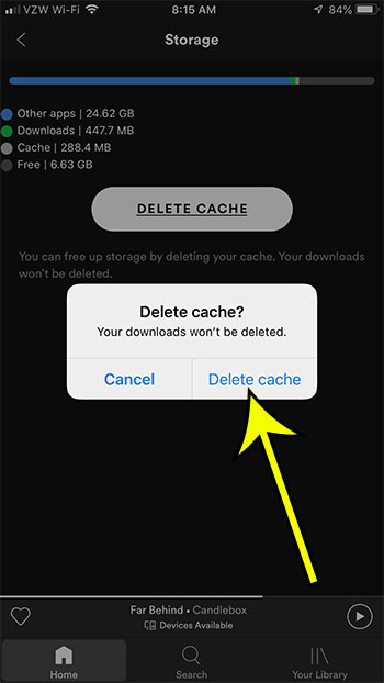 how to delete spotify cache