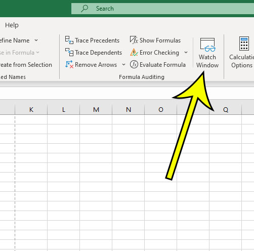 how to show the Watch Window in Microsoft Excel