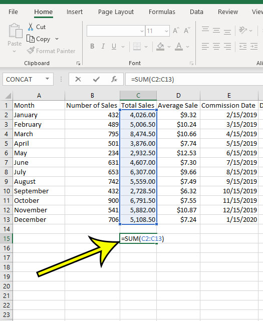 How To Sum A Column In Excel Pinatech 4619