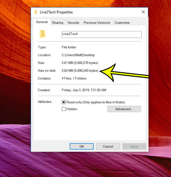 how to view folder size in Windows 10