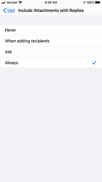 how to include original attachment when replying to emails on an iPhone