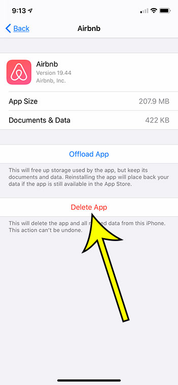how to delete an app through settings on an iPhone