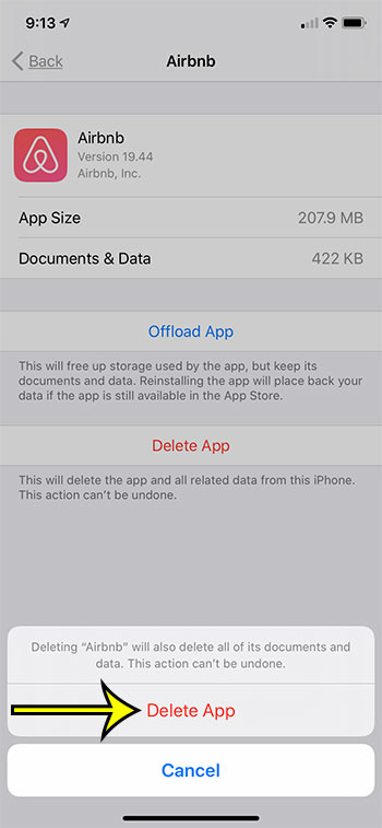confirm app deletion on iPhone