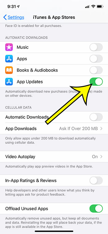 how to enable automatic app updates on an iPhone 11 in iOS 13