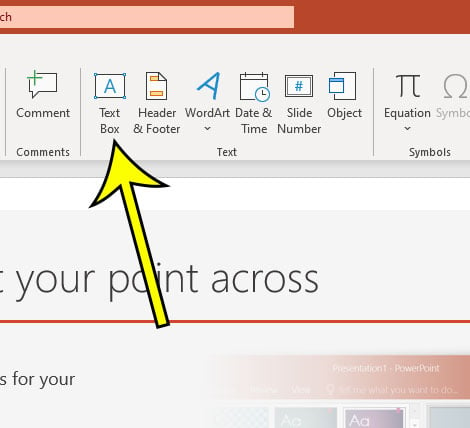 how to insert a text box in Powerpoint 2016