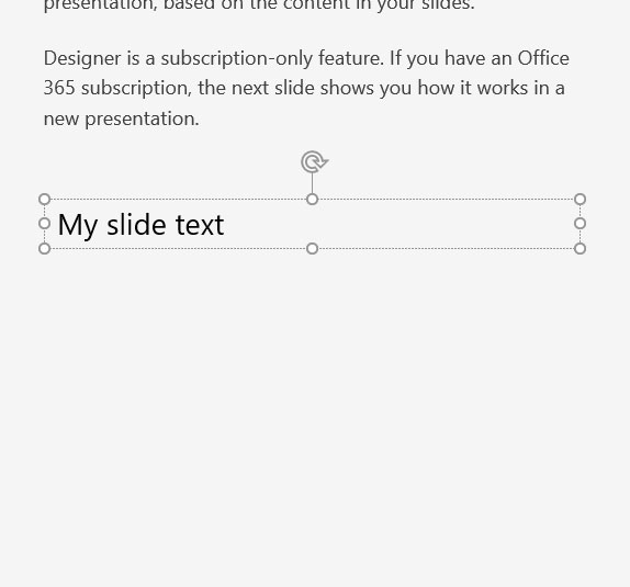 resize or rotate the text box in Powerpoint