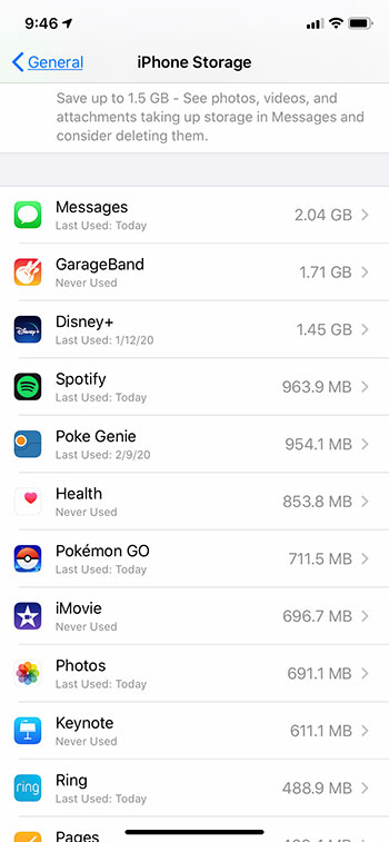 select an app to offload