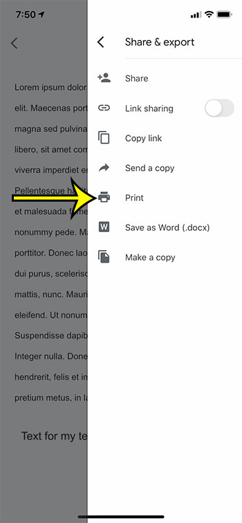 how to print in Google Docs mobile