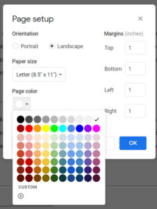 how to add a background in Google Docs