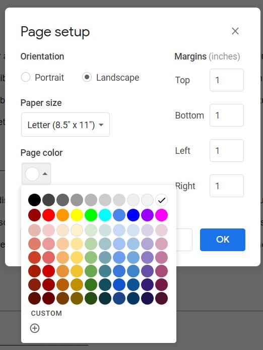 set background template in google docs