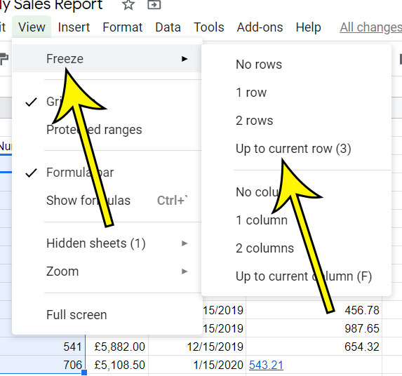 how to lock a row in Google Sheets