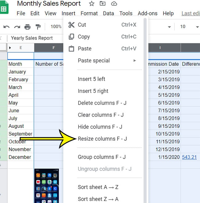 google sheets fit text to cell double colum