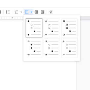 how to change Google Docs bullet points