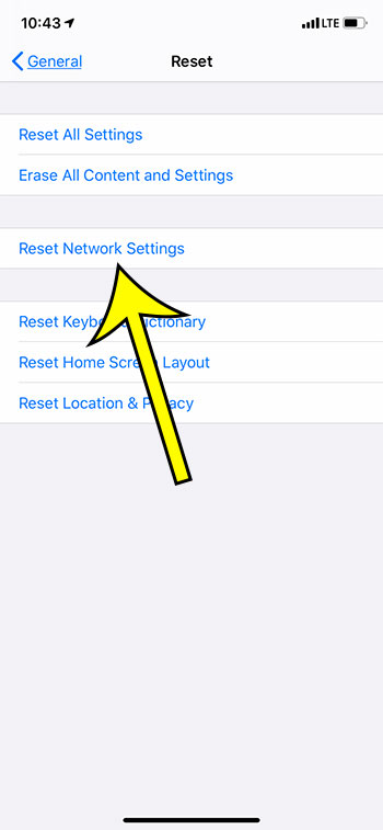 how to reset network settings on an iPhone 11