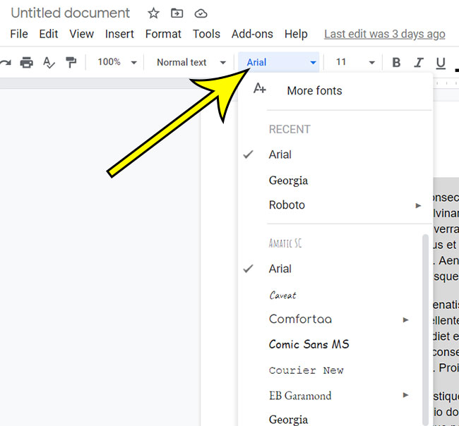 how to change the font for the whole document in Google Docs
