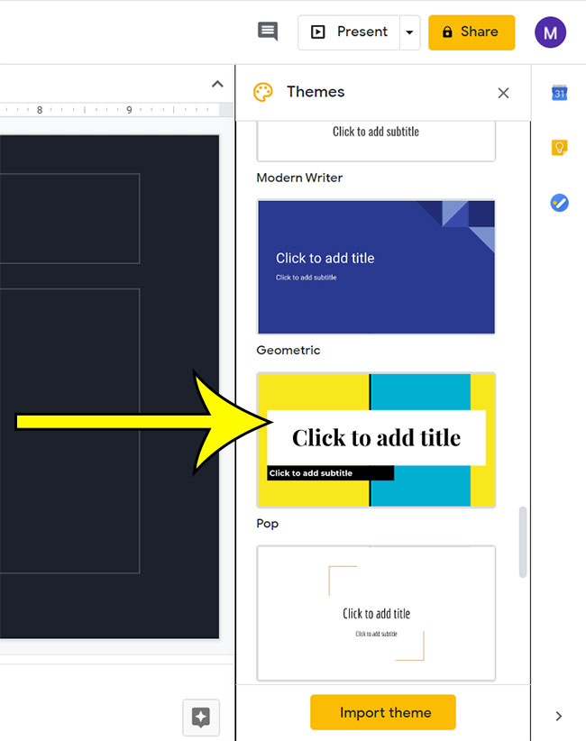 how to change theme in Google Slides