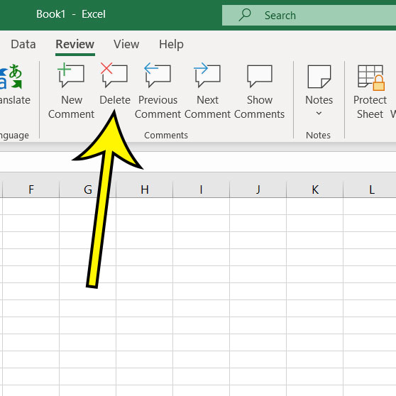 how to delete a comment in Excel for Office 365
