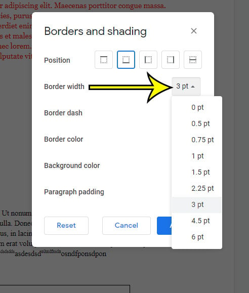 how to change Google Docs horizontal line thickness