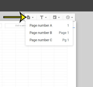how to put page numbers in Google Sheets header