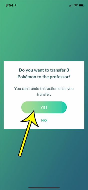 confirm Pokemon transfer