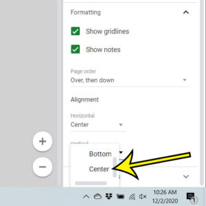 how to use center vertical alignment in Google Sheets