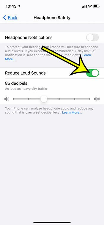 how to reduce loud sounds for headphones on an iPhone 11