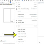 how to insert a column in a Google Docs table