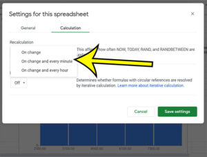 how to choose how often Google Sheets refreshes