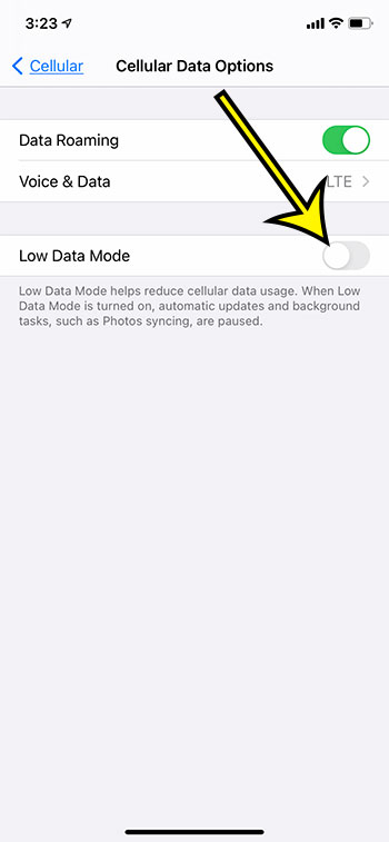 how to disable Low Data Mode on an iPhone 11