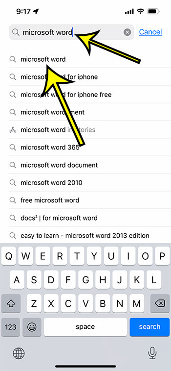 search for microsoft word