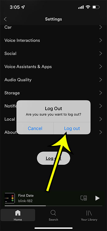 how to sign out of Spotify on iPhone
