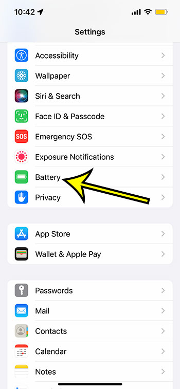 open the iPhone Battery menu