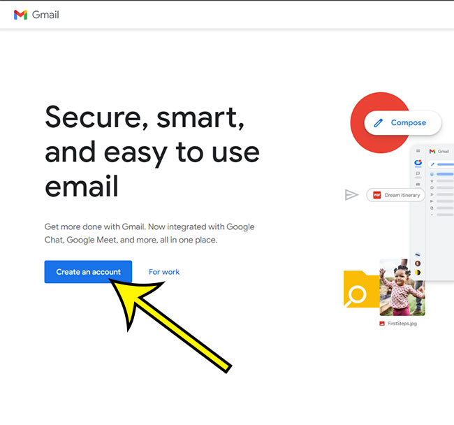 how to create a new Gmail account
