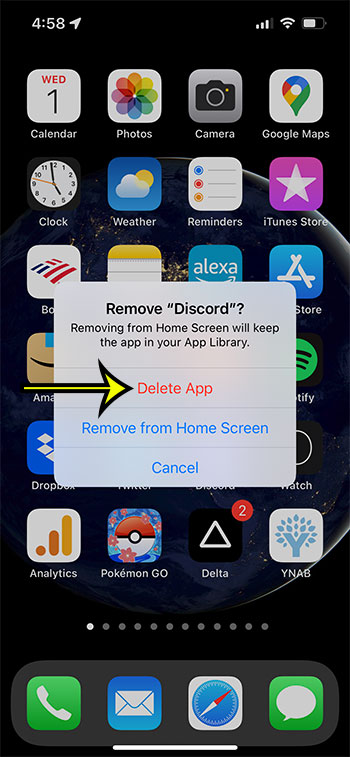 tap Delete App