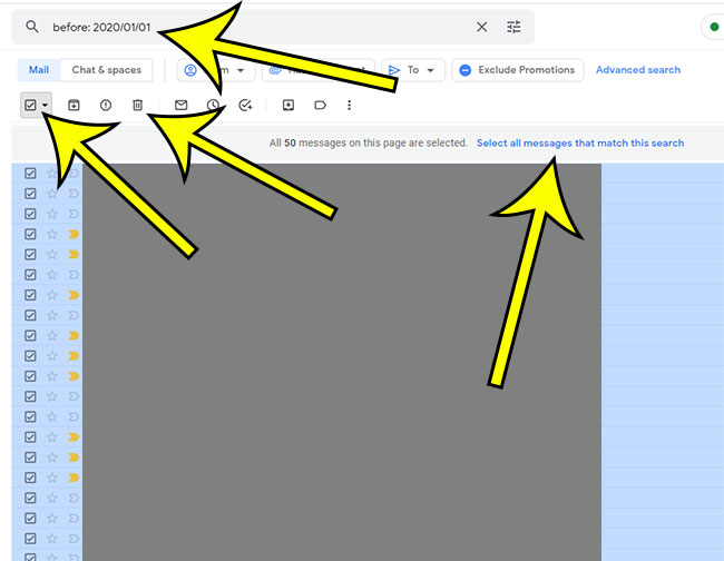 how to delete multiple emails in Gmail