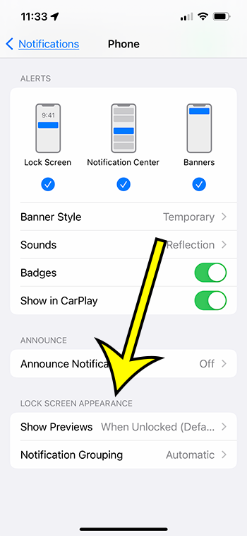 additional Phone app lock screen settings