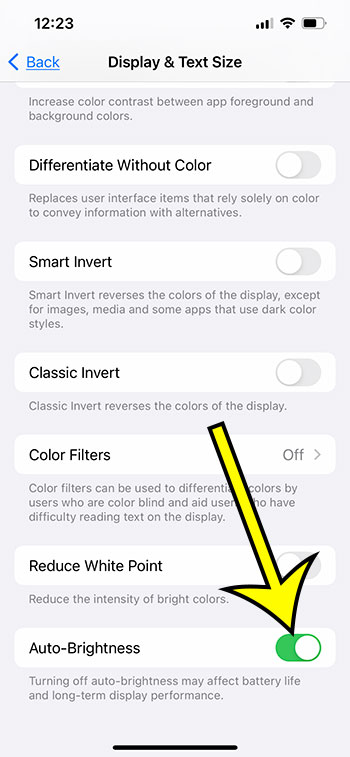 how to turn off auto brightness on iPhone 13