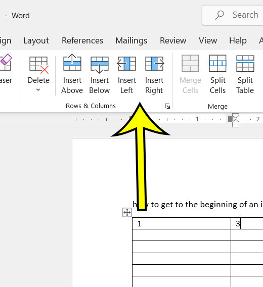 how to add columns to a table in Word for Office 365