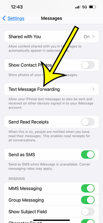 select text Message Forwarding