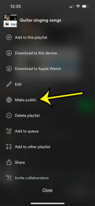how to make Spotify playlist public on iPhone