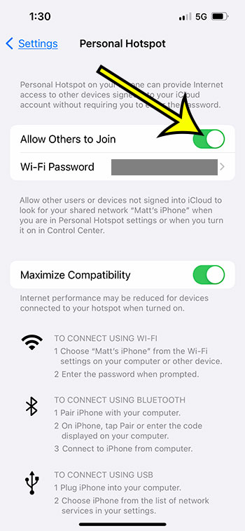 how to share Internet iPhone connection
