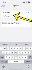 how to change or remove the iPhone email signature