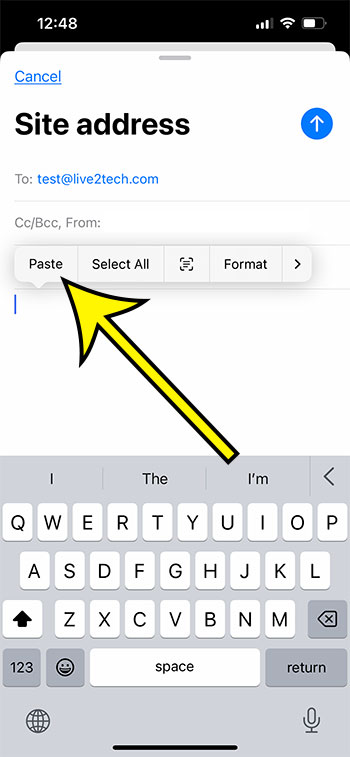how to copy and paste from text to email on iPhone