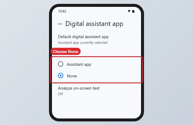 How to Turn Off Google Assistant on Android 1 Android Default apps settings with Digital assistant app set to None highlighted