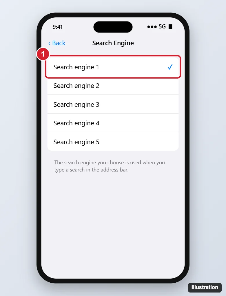 How to Make Google the Default Search Engine in Safari on iPhone 1 iPhone browser Search Engine settings screen with Google selected and checked