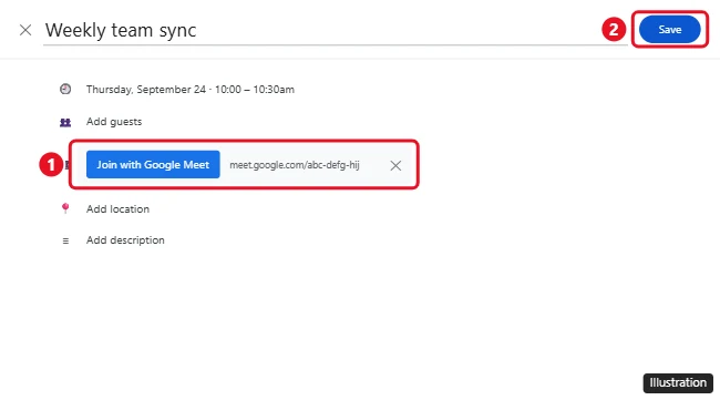 How to Delete a Google Meet Link (Remove It or Let It Expire) 1 Google Calendar event editor with the Join with Google Meet row and the remove X button highlighted