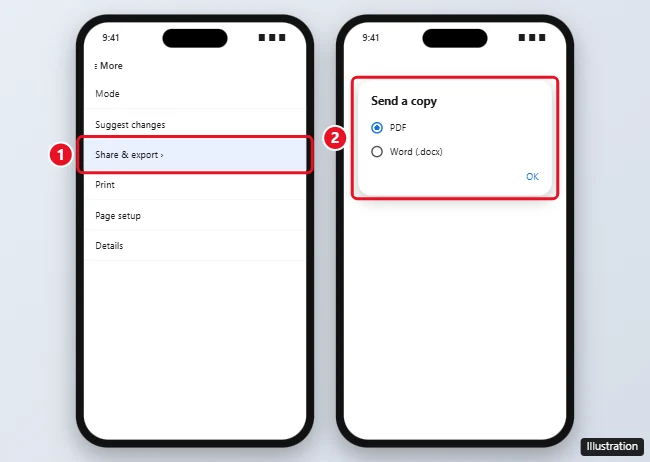How to Save a Google Doc as a PDF on Your Phone 1 Google Docs app on a phone with the Share and export menu open and the Send a copy PDF option highlighted